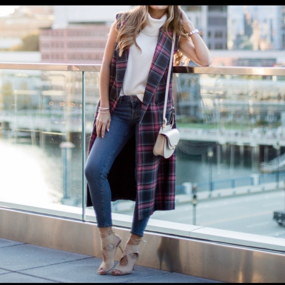 Long Plaid Vest